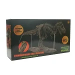 Modello di scheletro di Tyrannosaurus Rex in puzzle 3D, perfetto per appassionati di dinosauri e educazione scientifica, facile da assemblare, con poster informativo incluso.