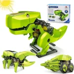 Robot T-Rex in verde con dettagli meccanici, articolazioni e accessori inclusi, ideale per appassionati di tecnologia e decorazioni scientifiche.