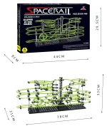 Pista di biglie scientifica luminosa con percorsi a spirale e luci al neon, ideale per stimolare l'apprendimento e il divertimento dei bambini.