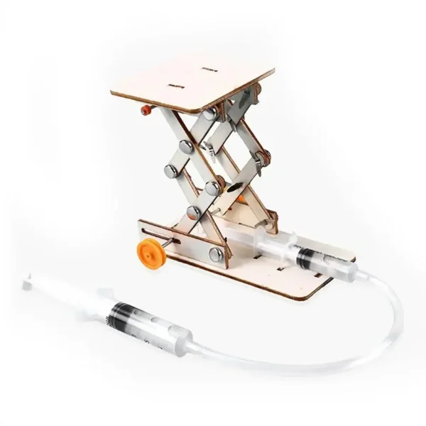 Dispositivo di somministrazione di farmaci con supporto in legno e siringa, ideale per scopi educativi e decorativi scientifici.