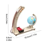 Modello di Terra con pendolo e batteria, perfetto per scopi educativi e decorativi, altezza 9 cm, larghezza 18.2 cm, profondità 5.8 cm.