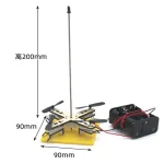 Robot con sensore di inclinazione e base gialla, altezza 200mm, dimensioni 90x90mm, utilizzato per esperimenti di fisica e robotica educativa.