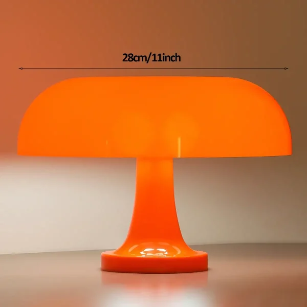 Lampada decorativa ispirata alla scienza, colore arancione vivace, design elegante e moderno, perfetta come oggetto decorativo o da scrivania.