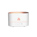 Vaporizzatore a ultrasuoni con simbolo di fiamma, funzione di riscaldamento e timer programmabile, design elegante e moderno, ideale per aromaterapia e benessere domestico.