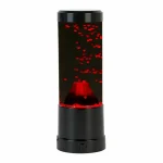 Lampada da tavolo ispirata a un vulcano in eruzione con effetti luminosi rossi, ideale per una decorazione originale e moderna.