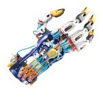 Modello di piede robotico scientifico con articolazioni mobili e componenti colorati, ideale per scopi educativi e decorativi scientifici.