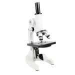 Microscopio con obiettivi multipli, illuminazione regolabile e base stabile, ideale per analisi scientifiche e didattiche.