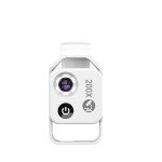 Microscopio portatile con lente ottica e pulsante di accensione, ideale per osservazioni scientifiche e decorazioni a tema scientifico.