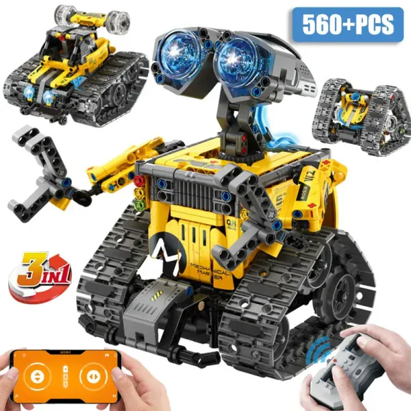 Robot da costruire con luci LED e telecomando, 560+ pezzi, gioco educativo e decorativo scientifico.