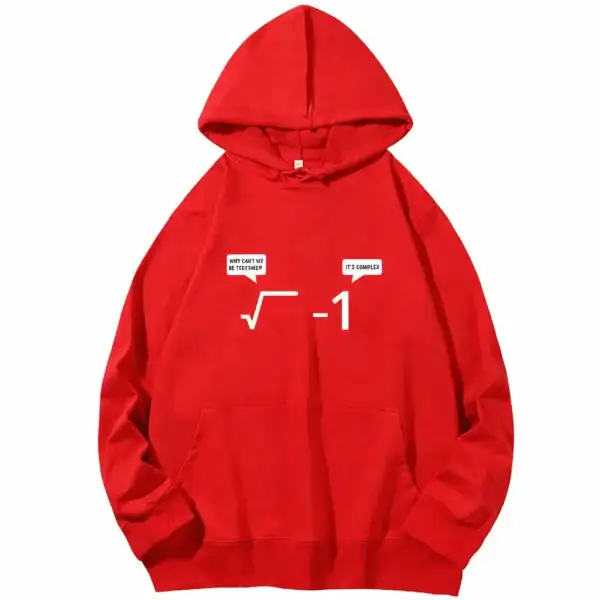 Abbigliamento con cappuccio rosso con formula matematica integrata, perfetto per gli amanti delle scienze e dello stile informale.