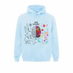 Giacca con cappuccio con design di cervello colorato e elementi scientifici, ideale per gli amanti delle scienze e dell'arte.