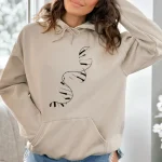 Felpa con cappuccio beige con motivo ADN stilizzato, perfetta per gli amanti della scienza e della moda casual.