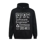 Felpa con cappuccio nera con motivi legati all'informatica e alla programmazione, ideale per gli appassionati di tecnologia e sviluppo software.