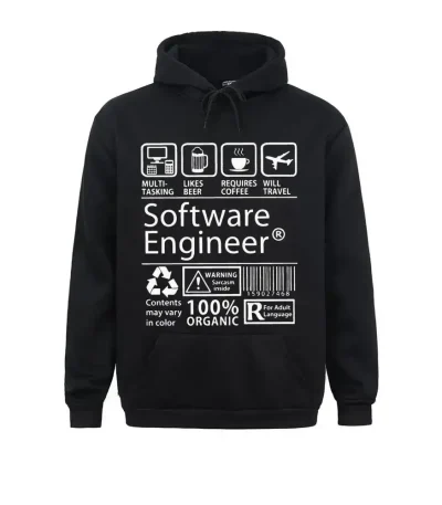 Felpa con cappuccio nera con motivi legati all'informatica e alla programmazione, ideale per gli appassionati di tecnologia e sviluppo software.