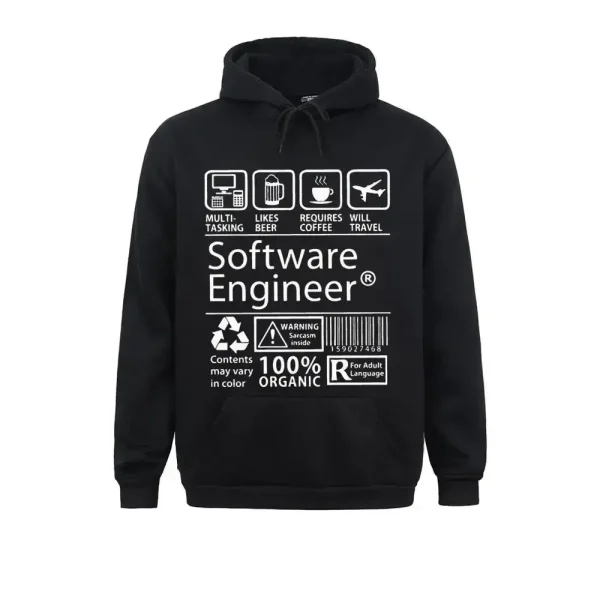 Felpa con cappuccio nera con motivi legati all'informatica e alla programmazione, ideale per gli appassionati di tecnologia e sviluppo software.