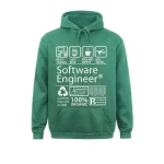 Felpa con cappuccio verde con motivi legati all'informatica e alla programmazione, perfetta per gli appassionati di tecnologia e di scienze.