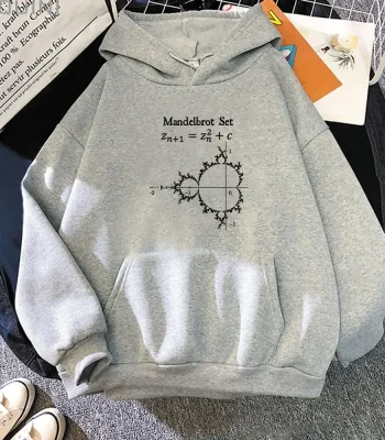 Felpa con cappuccio con motivo dell'insieme di Mandelbrot, simbolo emblematico della frattale in matematica, ideale per gli amanti della scienza e della decorazione geek.