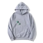 Felpa grigia con stampa di elementi chimici Bromio e Bario, ideale per appassionati di scienza e moda casual.