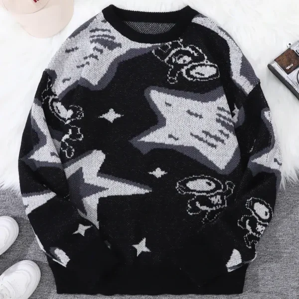 Maglione scientifico a motivi di astronomia e asteroidi, perfetto per gli amanti della scienza e della decorazione d'interni ispirata all'universo.