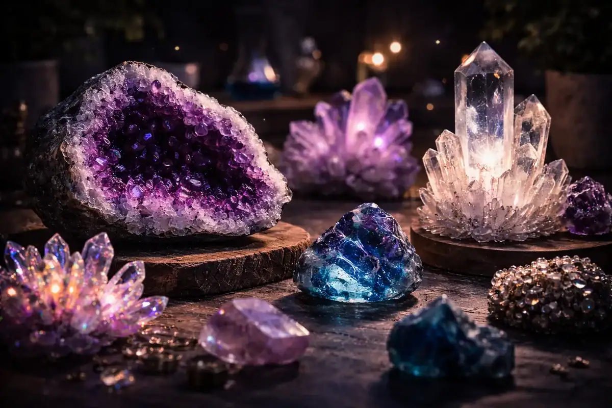Ametista, cristalli, geodi, decorazione minerale, oggetti da collezione, decorazione interna, cristalli luminosi, decorazione in stile geode, decorazione di cristallo, oggetti decorativi naturali.