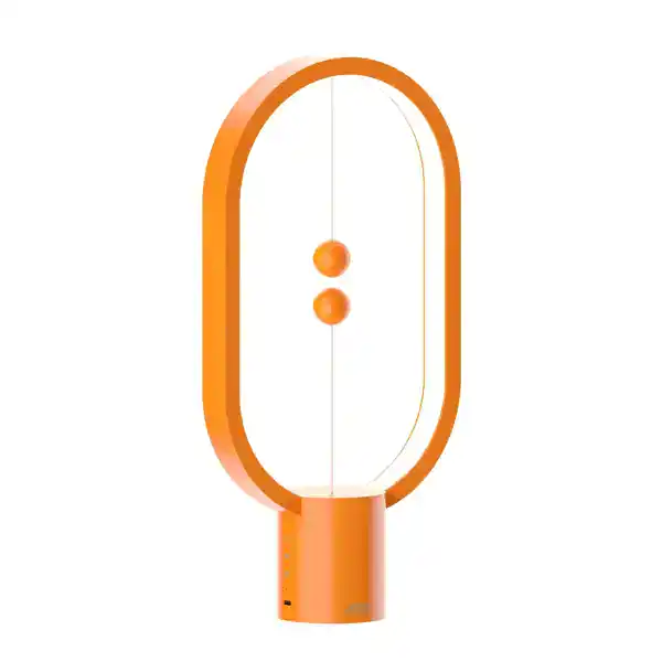 Pulsante scientifico LED arancione con due pulsanti, perfetto come decorazione o oggetto di studio scientifico. Design moderno e funzionale, ideale per ambienti educativi o decorativi.