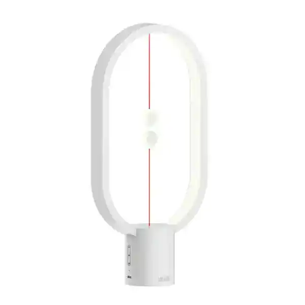 Orologio da tavolo a LED con design minimalista bianco, ideale come decorazione scientifica moderna e funzionale per ambienti di studio o ufficio.